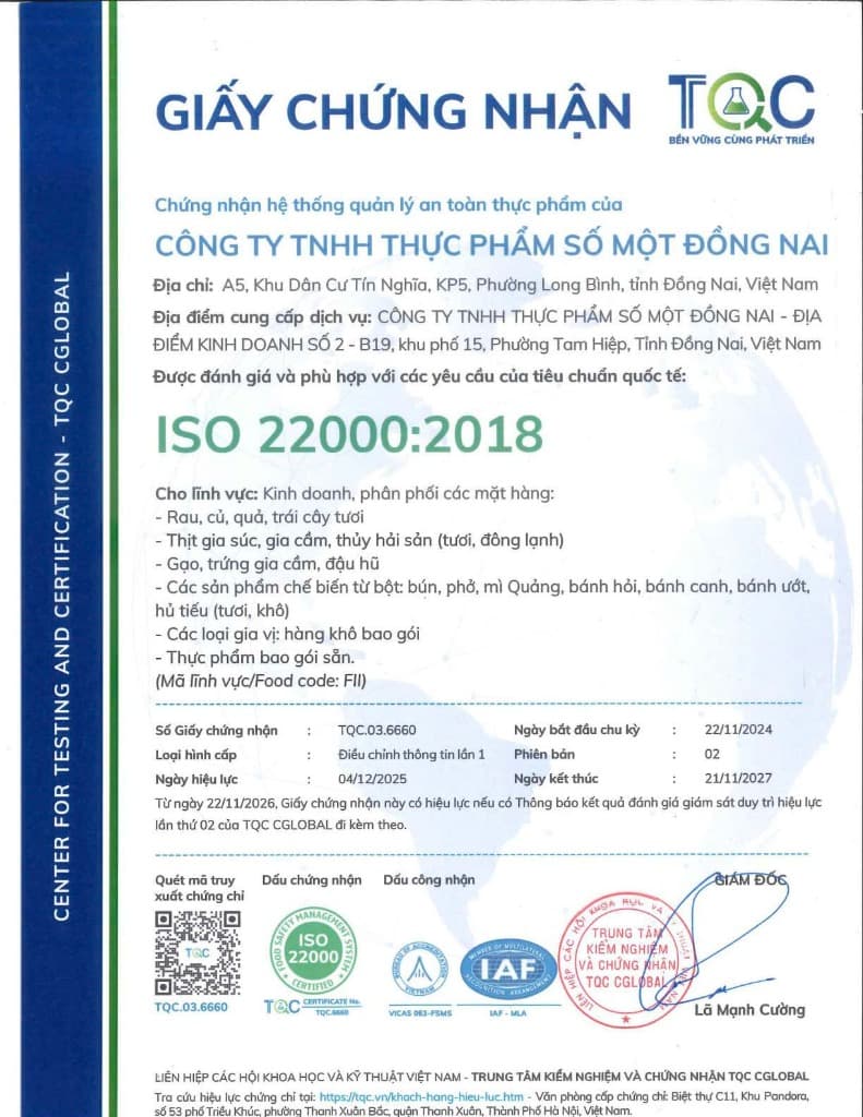 Chứng nhận ISO 22000:2018