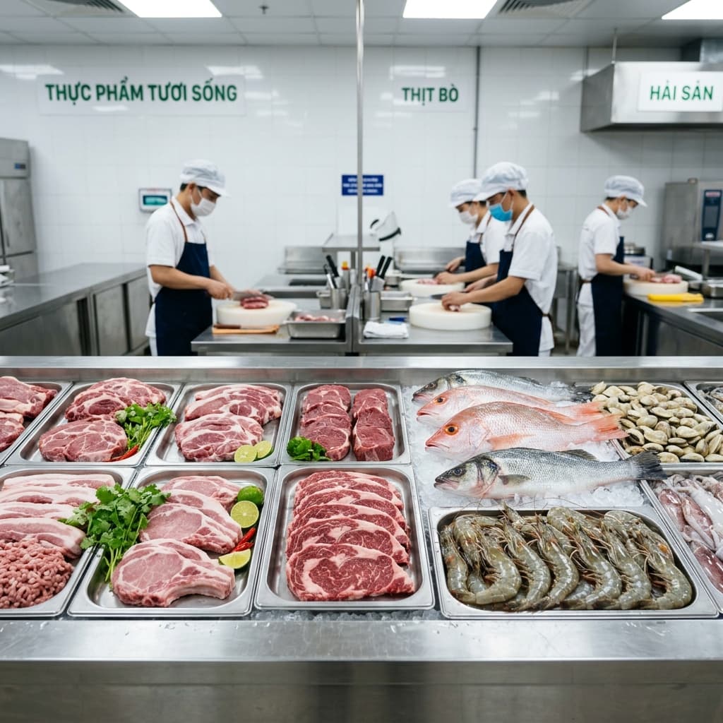 Thịt cá hải sản tươi sống