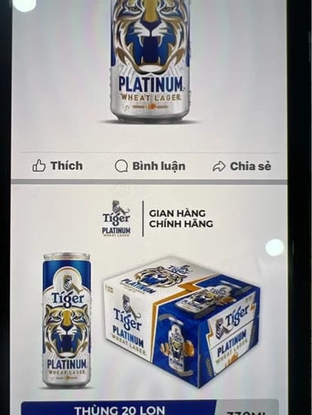 Bia Tiger platinum lon 330ml